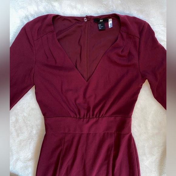 ❤️H&M Burgundy Red Long Sleeve Midi Dress - Picture 2 of 8